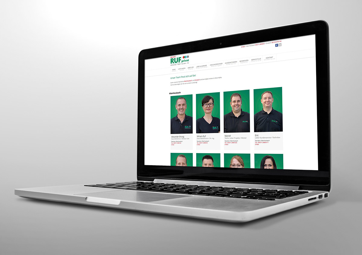 Ansicht der neuen Teamseite auf einem Laptop